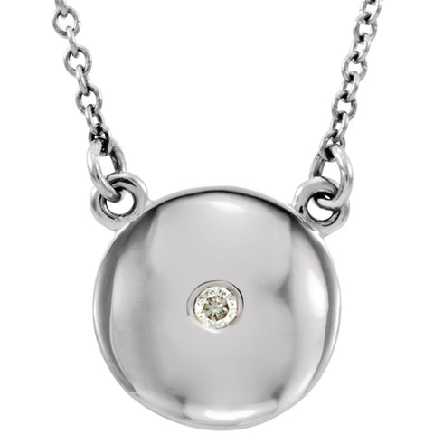 14k White Gold .02 CTW Diamond Domed 16.5" Necklace