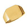 15.00 mm Men's Signet Ring with Brush Finished Top in 14k Yellow Gold ( Size 10 )