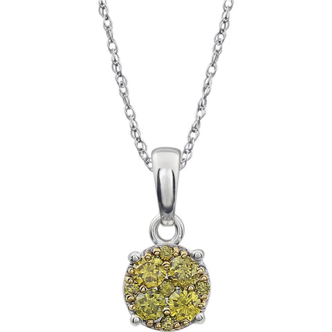 14k White Gold 1/5 CTW Yellow Diamond 18" Necklace