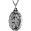 25.25x17.75 mm Oval St. Jude Thaddeus Pendant Medal with 24 inch Chain in Sterling Silver