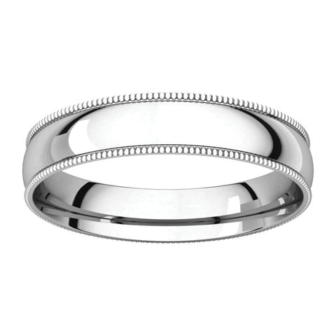 14k White Gold 4mm Light Comfort Fit Milgrain Band , Size 6