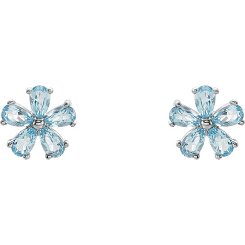 14k White Gold Sky Blue Topaz Earrings