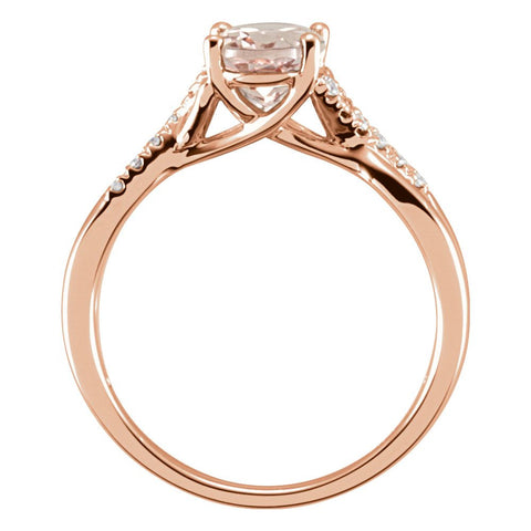 14k Rose Gold Morganite & .08 CTW Diamond Ring Size 7