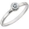 Sterling Silver Imitation Diamond Bezel Ring, Size 7
