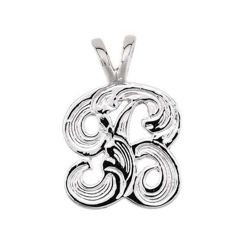 14k White Gold "B" Medium Initial Pendant