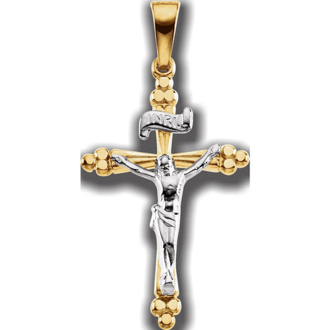 14K Yellow & White 24.25x16.25mm Crucifix Pendant
