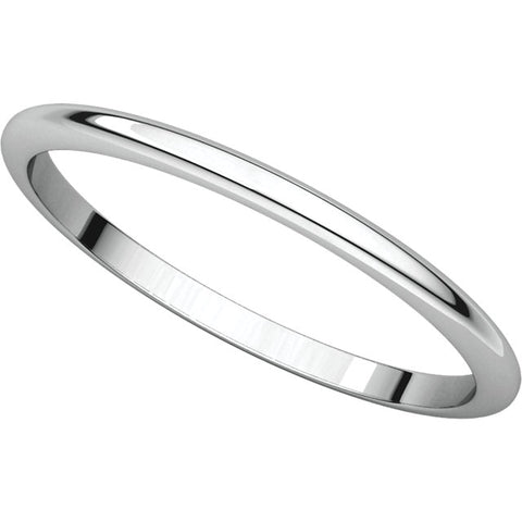 14k White Gold 1.5mm Half Round Band , Size 7.5