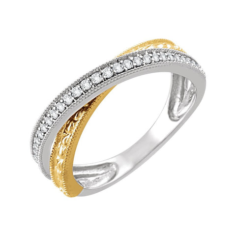 14K White & Yellow Gold 1/6 CTW Diamond Ring, Size 7