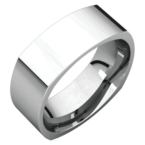 14k White Gold 7mm Square Comfort Fit Band, Size 8