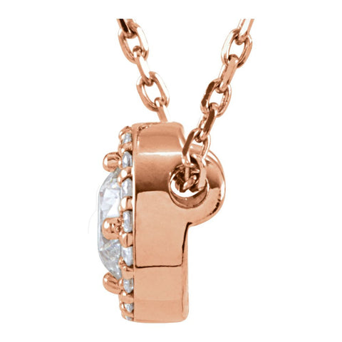 14k Rose Gold 1/4 CTW Diamond Halo-Style 16" Necklace