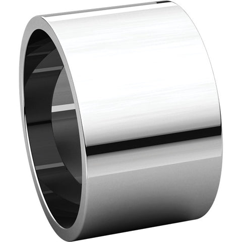 14k White Gold 12mm Flat Band, Size 9.5