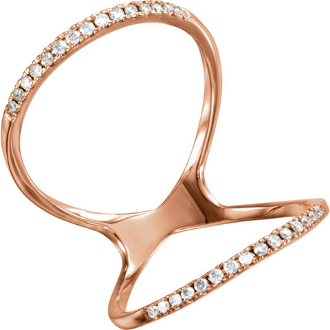 14k Rose Gold 1/5 CTW Diamond Freeform Ring, Size 7
