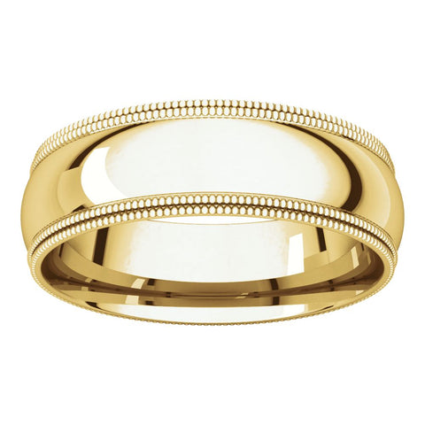 14k Yellow Gold 6mm Double Milgrain Comfort Fit Band, Size 9.5