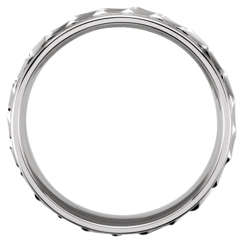 14k White Gold 6.75mm Grooved Design Band Size 14.5