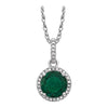 Sterling Silver Created Emerald & 0.01 ctw. Diamond 18-inch Necklace