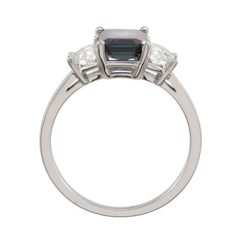 14k White Gold Blue Sapphire & Diamond Accented Ring 		, Size 7
