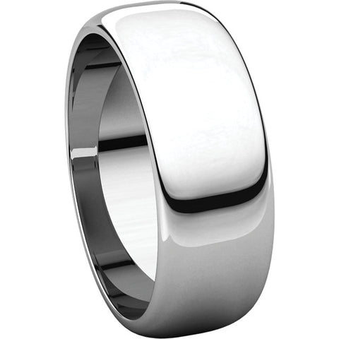 Sterling Silver 7mm Half Round Band, Size 6