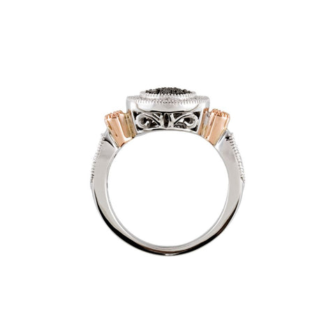 14K White & Rose Gold 1/4 CTW Black & White Diamond Ring, Size 7
