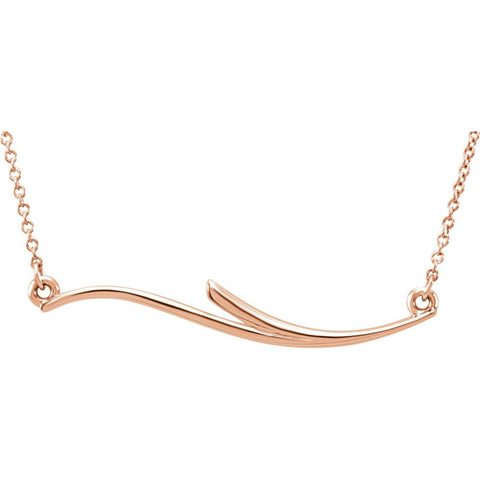 14k Rose Gold Curvilinear Bar 17.5" Necklace