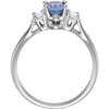 14k White Gold Tanzanite & 1/6 CTW Diamond Ring, Size 6