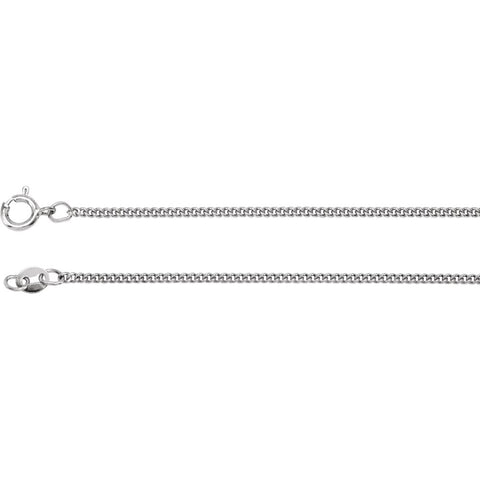 Sterling Silver 1.6mm Solid Curb Link Flat Chain 18" Chain