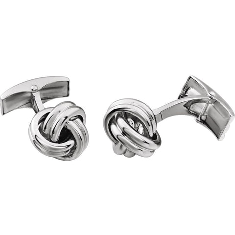 14k White Gold Knot Cuff Links