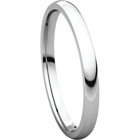 14k White Gold 2mm Light Comfort Fit Band, Size 8