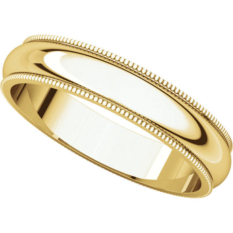 10k Yellow Gold 4mm Milgrain Band, Size 9