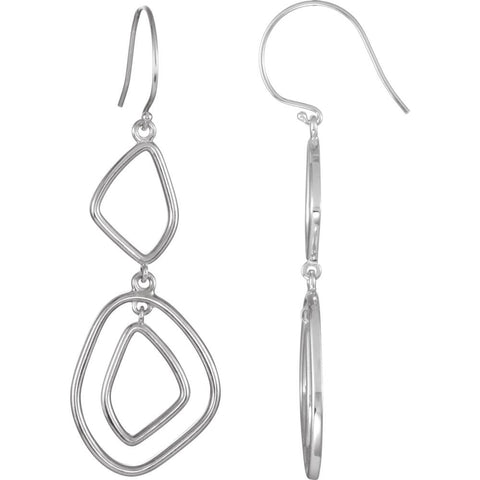14k White Gold Open Silhouette Dangle Earrings