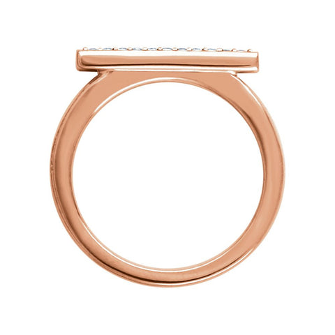 14k Rose Gold 1/10 CTW Diamond Bar Ring, Size 7