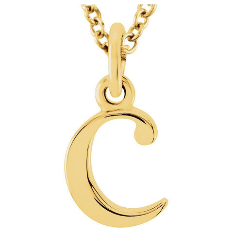 14k Yellow Gold "c" Lowercase Initial 16" Necklace