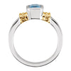 Sterling Silver & 14k Yellow Gold London Blue Topaz Granulated Design Ring, Size 6