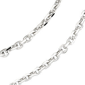 14k White Gold 1.75mm Solid Diamond-Cut Cable 24" Chain