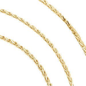 14k Yellow Gold 1mm Diamond Cut Wheat 20" Chain