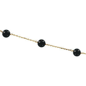 14k Yellow Gold Solid Black Onyx Station 18" Necklace