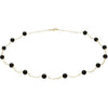 14k Yellow Gold Solid Black Onyx Station 18" Necklace