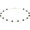 14k Yellow Gold Solid Black Onyx Station 18" Necklace