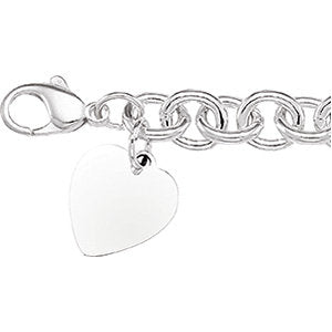 Sterling Silver 7.5x9.75mm Cable Bracelet With Heart