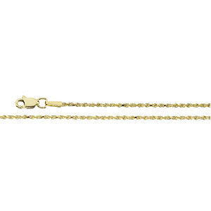 10k Yellow Gold 1.5mm Diamond Cut Rope 18" Chain