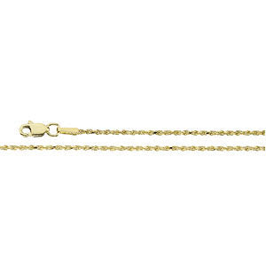 14k Yellow Gold 1.5mm Diamond Cut Rope 7" Chain