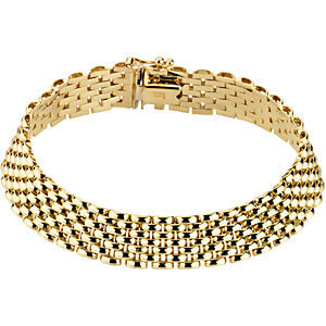 14k Yellow Gold 10.25mm Panther 7-inch Bracelet