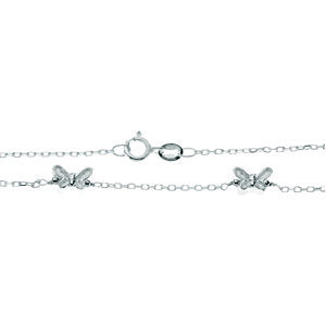 Sterling Silver Butterfly 10" Anklet