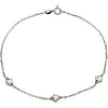 Sterling Silver Flower Anklet ( 10.00 Inch )
