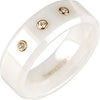 Ceramic Couture Beveled Wedding Band Ring with 14K Yellow Gold Bezel Diamonds (Size 7 )