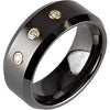Ceramic Couture Beveled Wedding Band Ring with 14K Yellow Gold Bezel Diamonds (Size 12.5 )