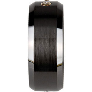 Black Ceramic & 14k Yellow Gold 1/10 CTW Diamond 8mm Band Size 12.5