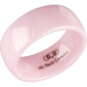 Pink Ceramic 8mm Domed Band Size 7