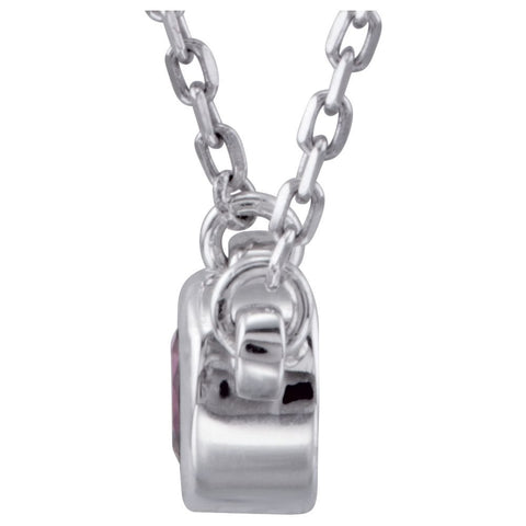Sterling Silver Rhodolite Garnet Bezel 16" Necklace
