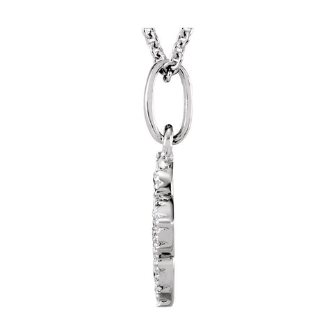 14k White Gold .07 CTW Petite Diamond Cross 16" Necklace