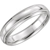 14k White Gold 5mm Half Round Comfort-Fit Milgrain Band, Size 9